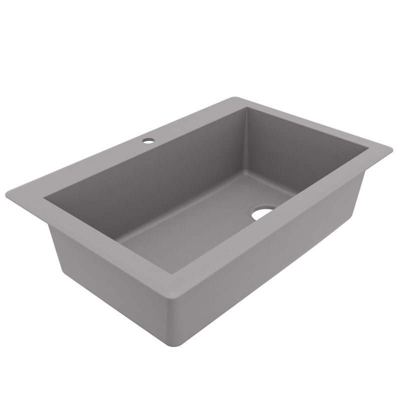 Évier de cuisine à simple cuve en composite 33 po x 22 po Karran, Gris