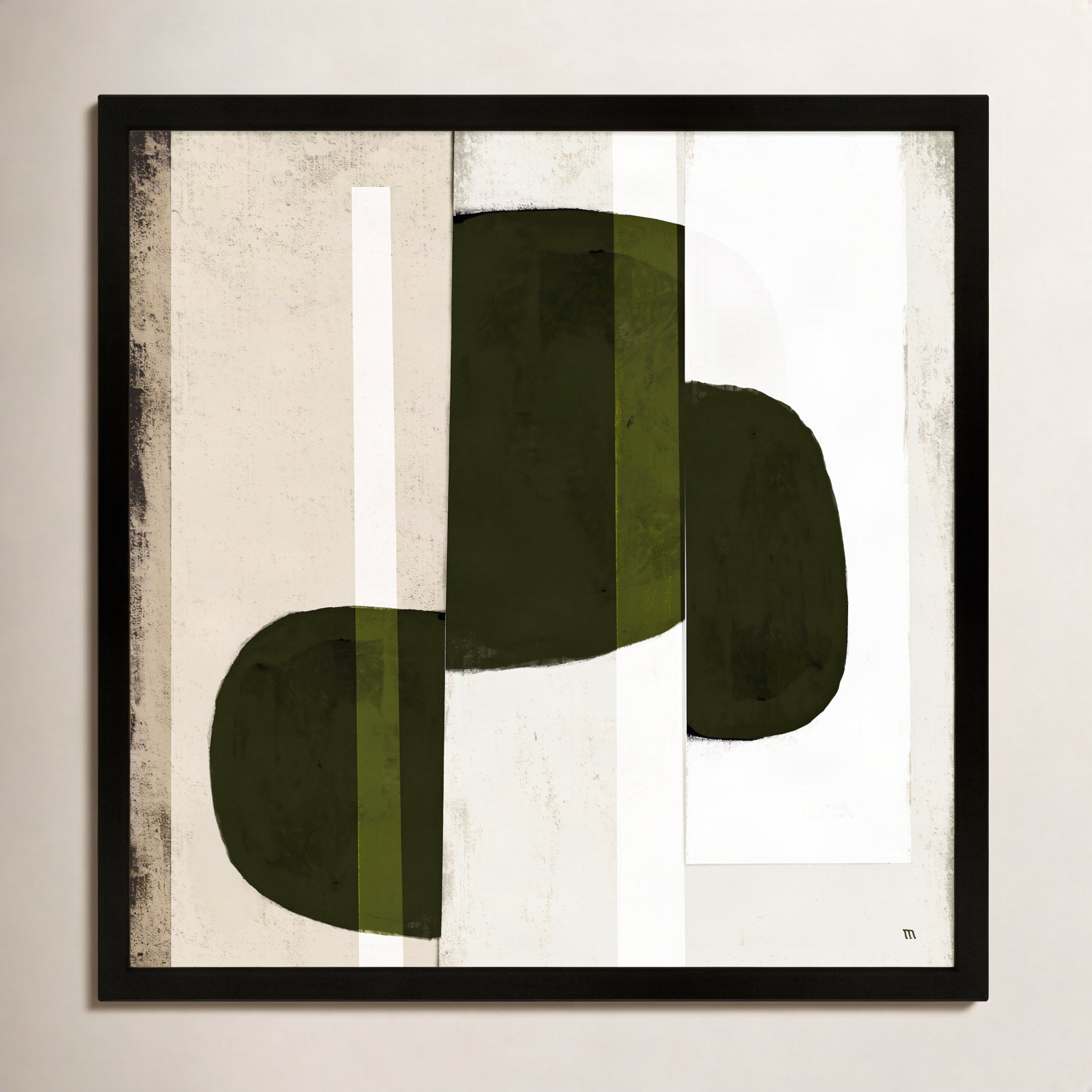 Collage 2 Painting, Black Framed Paper, 24" H x 24" W x 1.25" D