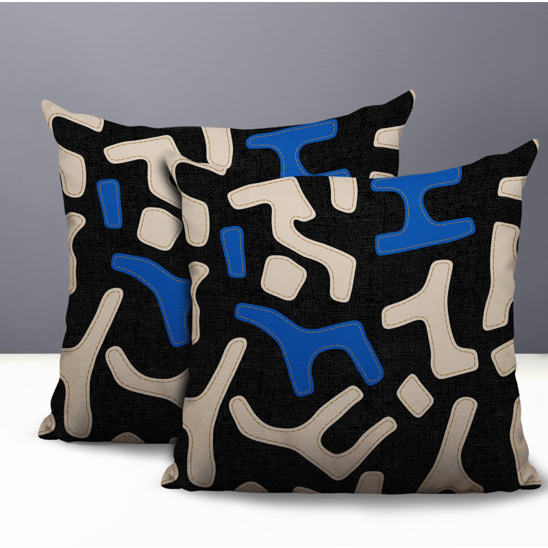 Coussin intérieur / extérieur 2 ensembles Mai, Bleu, 16 x 16