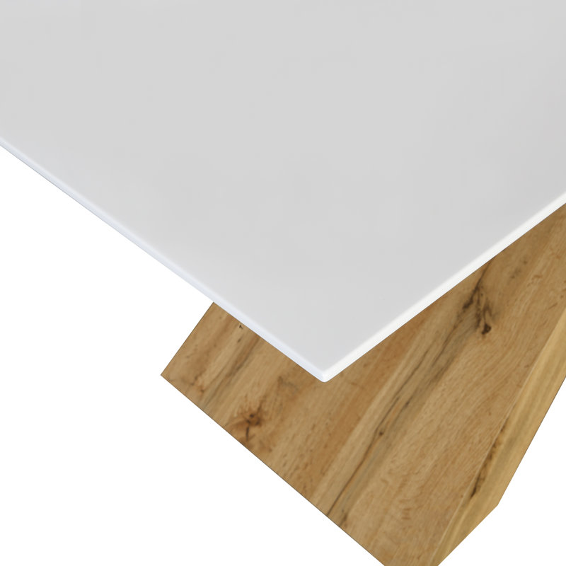 Kreider Glass Top Dining Table, Oak/White
