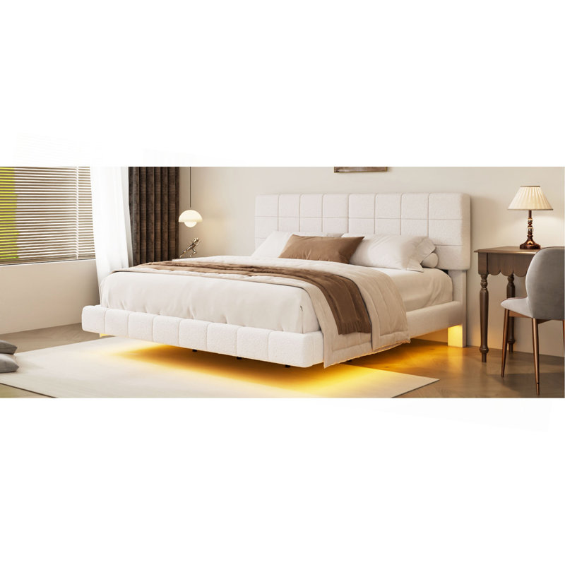 Lit flottant avec lumière White Boucle, King
