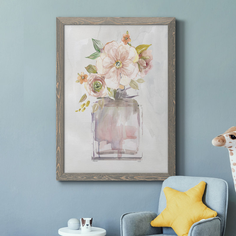 Mini Bouquet I - reproduction d'art sur toile, H 44 po x l 31 po x P 1 po, Encadré gris
