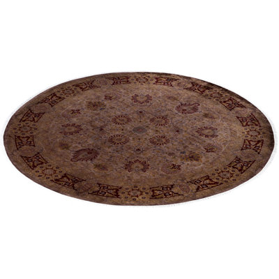 Overdyed Hand-Knotted Wool Modern-Contemporary Brown Area Rug 8' 1" x 8' 1"