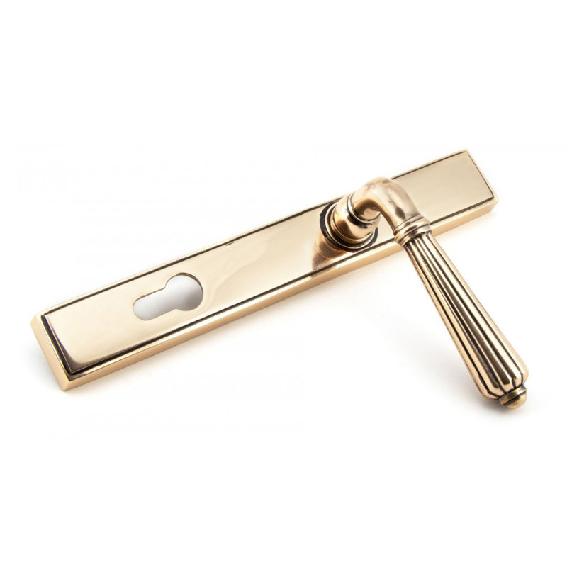 Hinton Lock Door Handle Kit, Polished Bronze