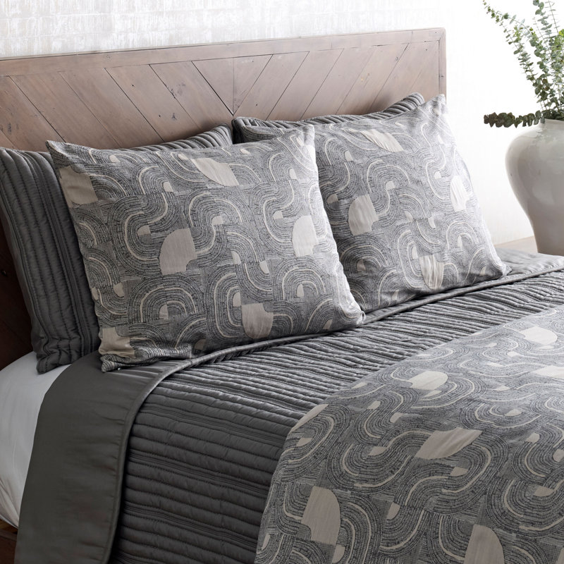 Lugano Comforter Set, Charcoal/Pumice, King Comforter + 2 King Shams