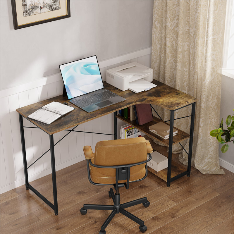 Nikolaos L-Shape Desk, Dirty/Black