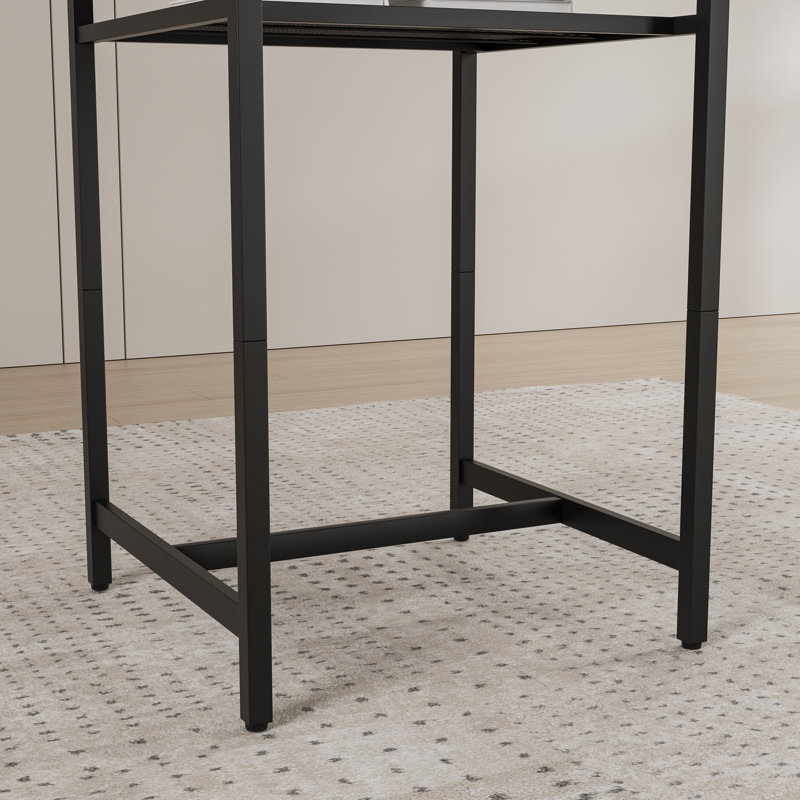 Bar Table, Equipped With 2 Bar Stools , With Backrest And Partition, Gray/Black