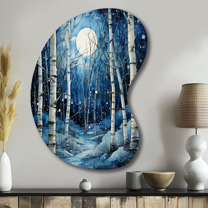 Haizel - Art mural en forme de bouleau en forme d'arbre unique, sculpture murale asymétrique en métal, H 39 po x l 28 po