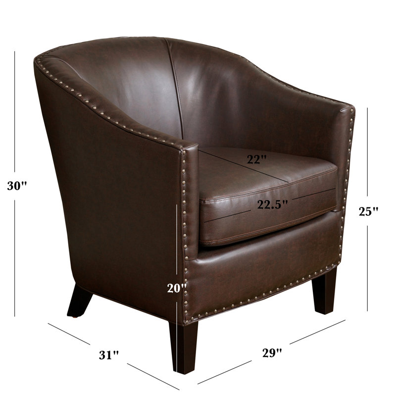 Fauteuil club en cuir reconstitué brun, Brun