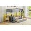 Lit superposé simple au-dessus d'un lit simple avec lit gigogne, rangement et bureau, pour une utilisation peu encombrante et multifonctionnelle dans les petites pièces-235752435