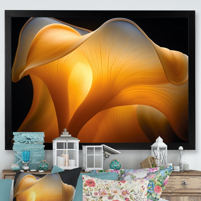 Fleur jaune, photo de soleil sur toile, Cadre photo noir, H 30 po x l 40 po x P 1,5 po