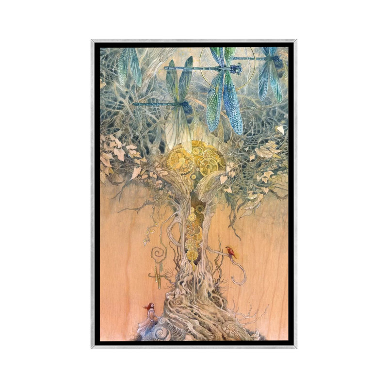 «Entangle» par Stephanie Law - impression d'art graphique, H 48 po x l 32 po x P 1,5 po, Toile avec cadre argenté, Aucun mat