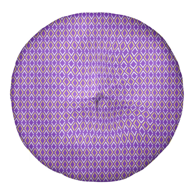 Coussin Katelyn Elizabeth, 26 po x 26 po, Mauve, jaune, Circulaire
