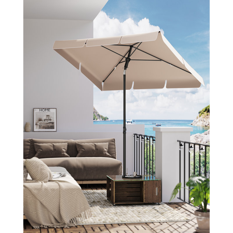 Burdzel Rectangular Market Parasol, Taupe, 245cm H x 230cm W x 150cm D