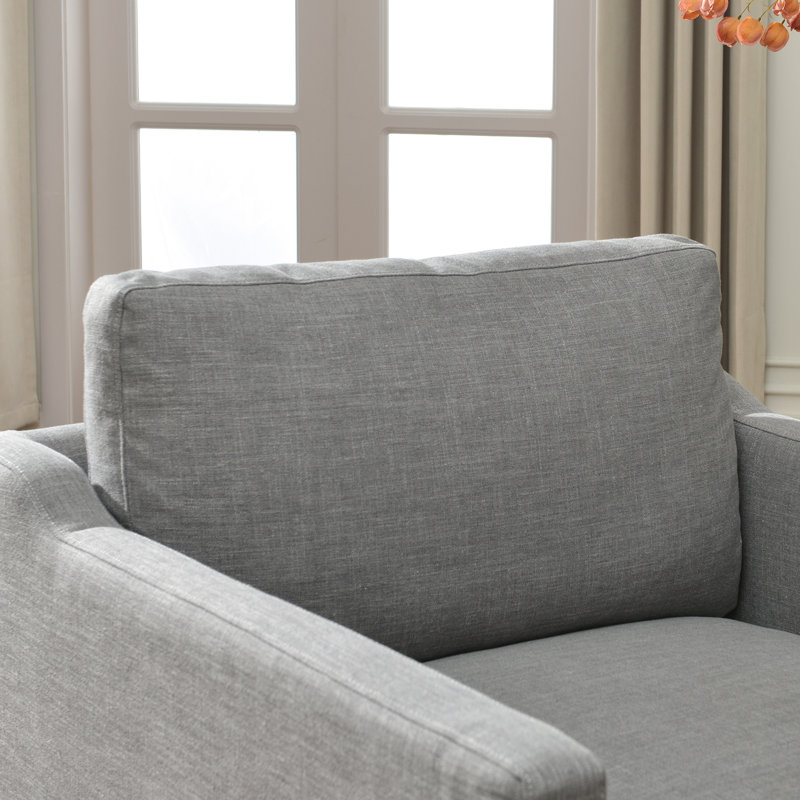 Fauteuil rembourré en duvet d'oie 34,5 po Cami, Mélange de lin brouillard côtier