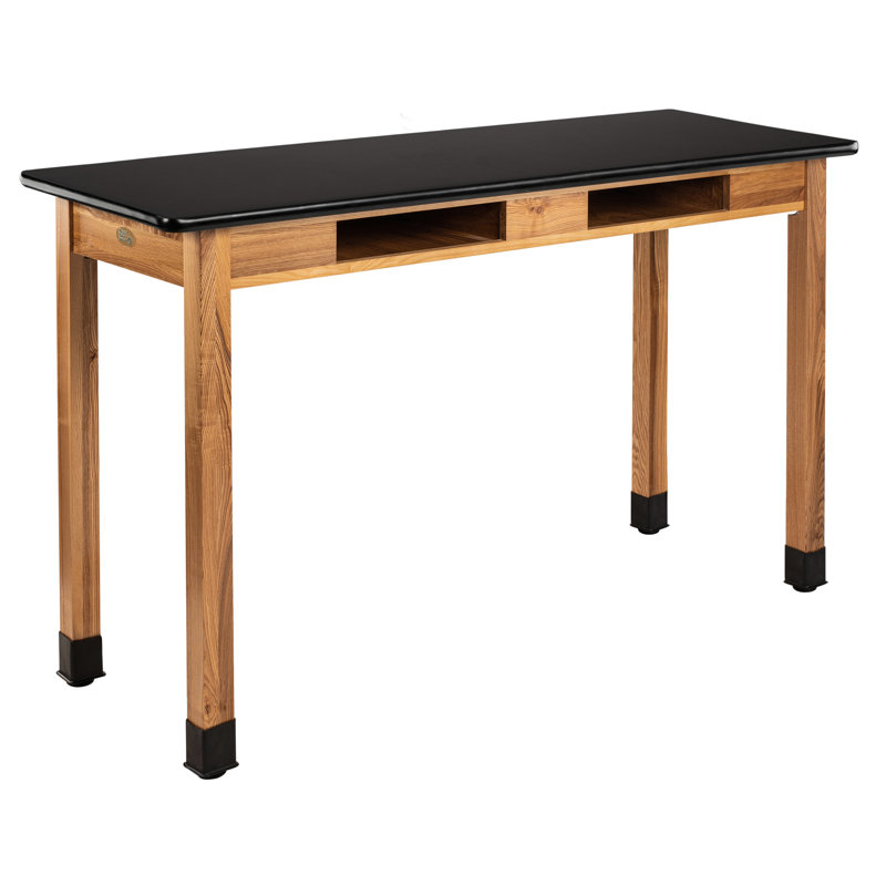 Table de science en bois 30 po avec compartiments à livres, 36" H x 60" W x 24" D, Résistant aux produits chimiques