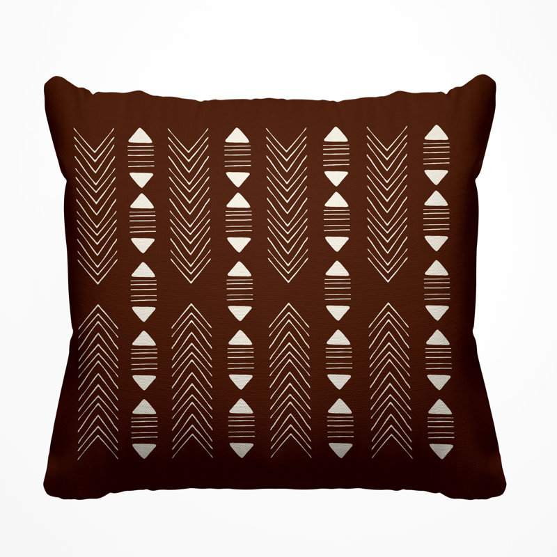 Coussin décoratif intérieur / extérieur Nona Tribal, L 15 po x H 15 po, Brun