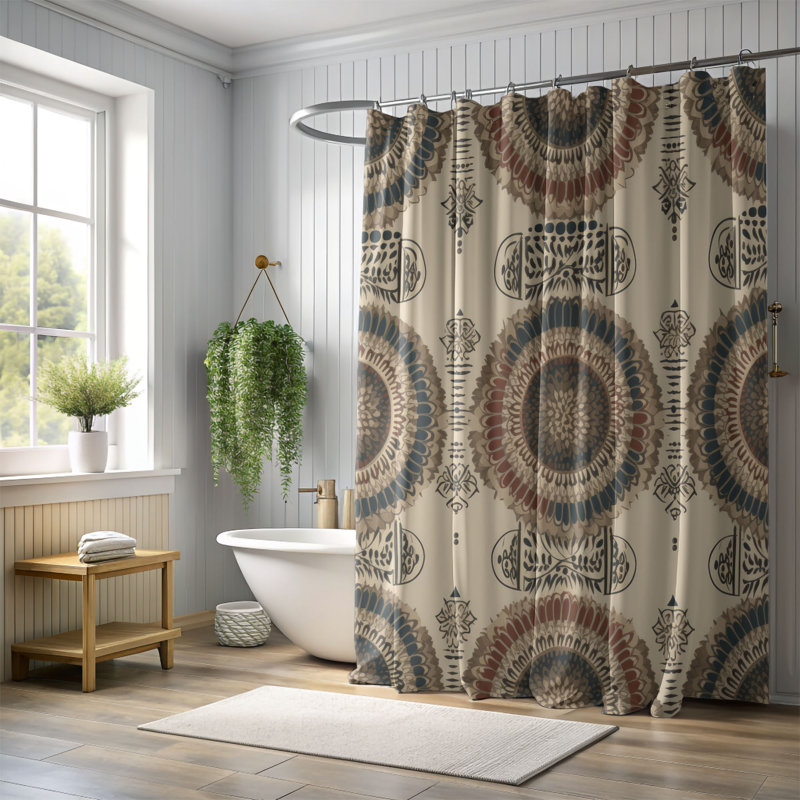 Rideau de douche Boho Whirl - Premium, H 74 po x l 71 po