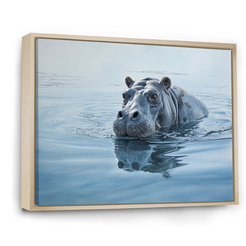 «Afrique Hippos Serenity I» sur toile, H 12 po x l 20 po x P 1 po, Cadre naturel flottant