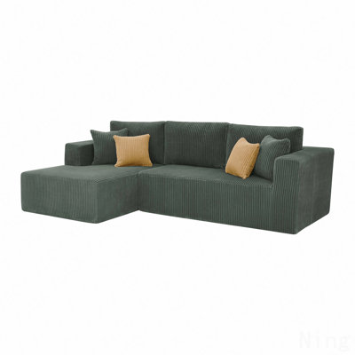 Full Compressed Corduroy Upholstered Sectional