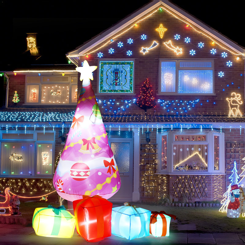 Décorations de Noël gonflables d'extérieur pour jardin de Noël 7 pi avec lumières DEL 4 boîtes gonflables