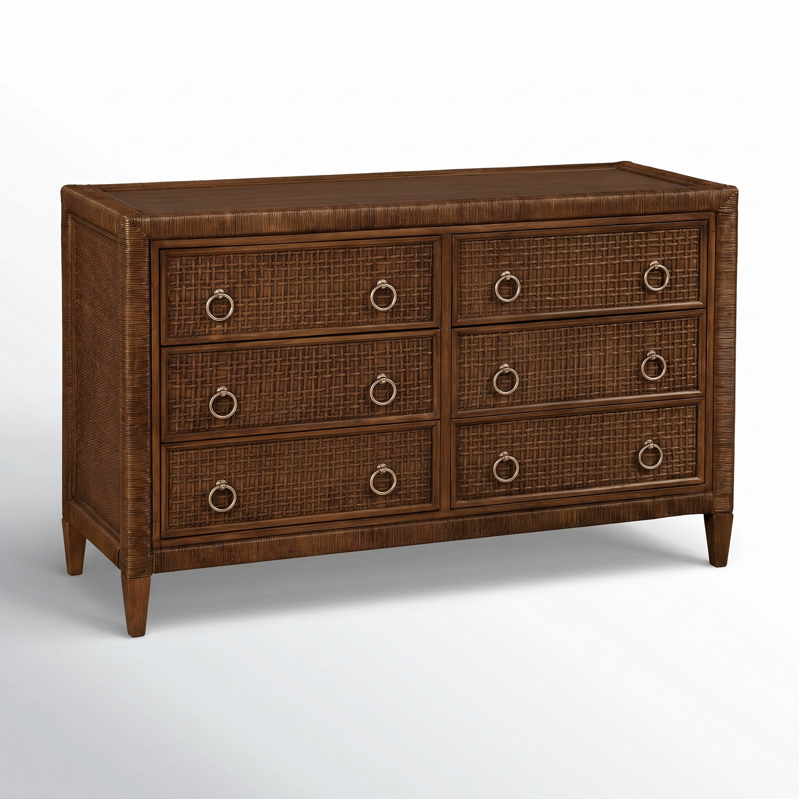 Monterey 54" Double Dresser, No, Hazel, Satin Nickel