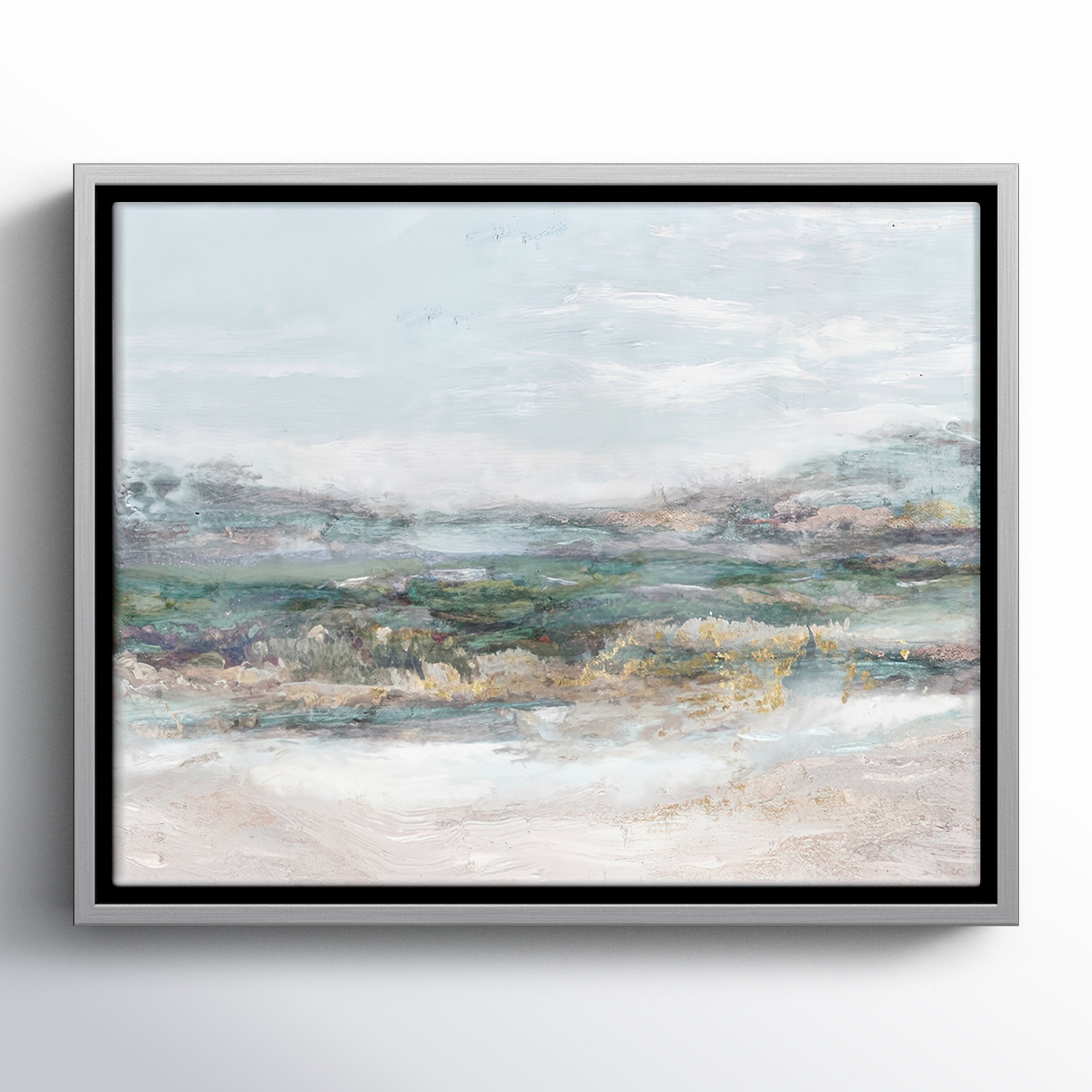 Lori "Dazzling" Painting by Matina Theodosiou, Silver Framed Canvas, No Mat, 12.5" H x 15.5" W x 2" D