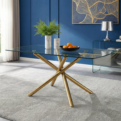 71'' Rectangular Gold Dining Table