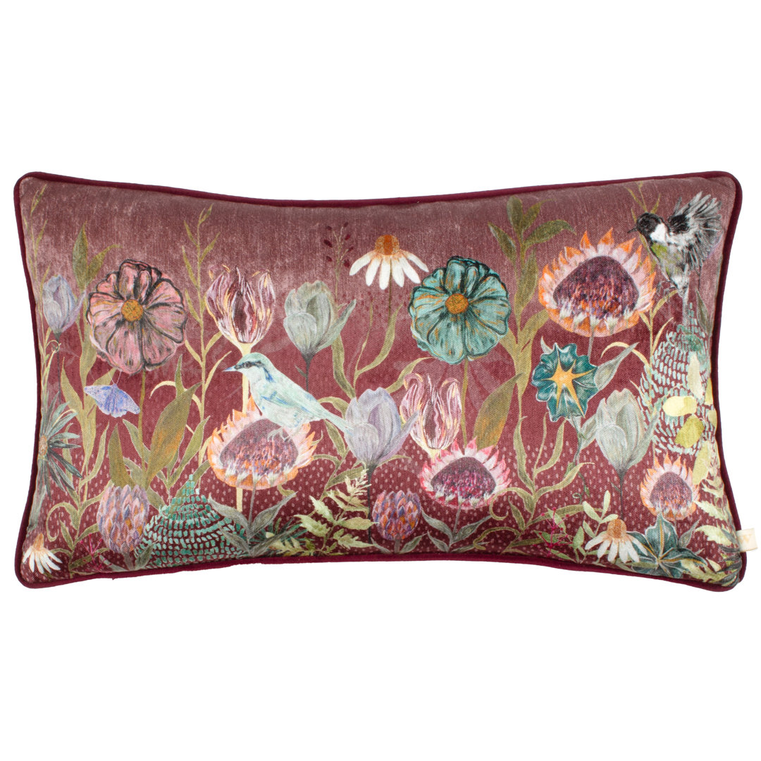 Meadow Bloom Blossom Garden Floral Red Rectangular Cushion