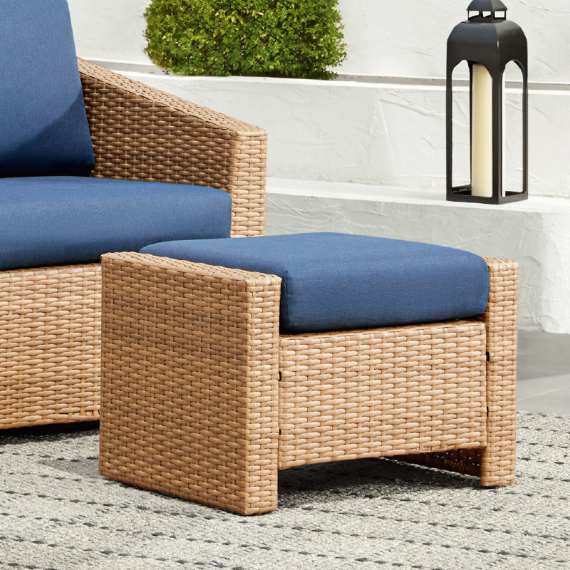Chaise de patio pivotante simple avec repose-pieds Tiaka, Brun clair, Bleu, Yes