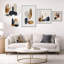 Minimal & Geometric Nature Tones II - grande décoration murale abstraite noire, ensemble de 5 toiles encadrées et métal (100 po x 40 po)-686125052