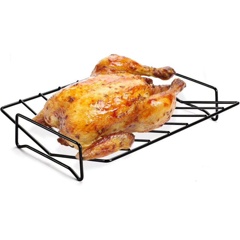 Grilles à nervures pour griller et fumer, grille à rôtir de dinde, peut être utilisée des deux côtés 12 po x 10 po noir