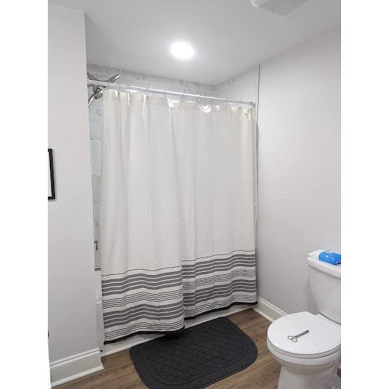 Cotton Shower Curtain Set, White/Grey