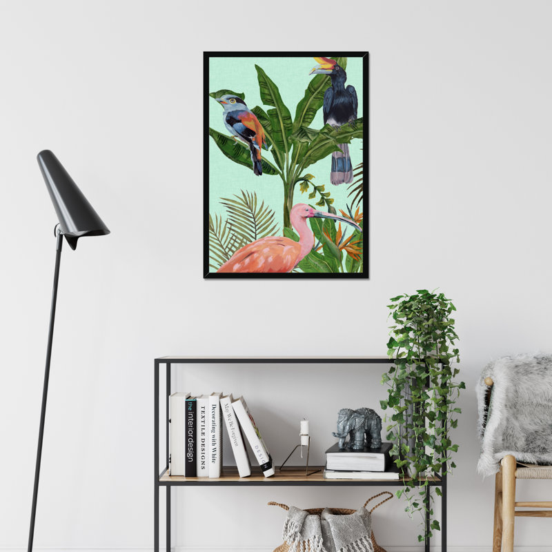 Birds Paradise I by Melissa Wang - Painting, 80cm H x 55cm W, Black Framed Paper Print