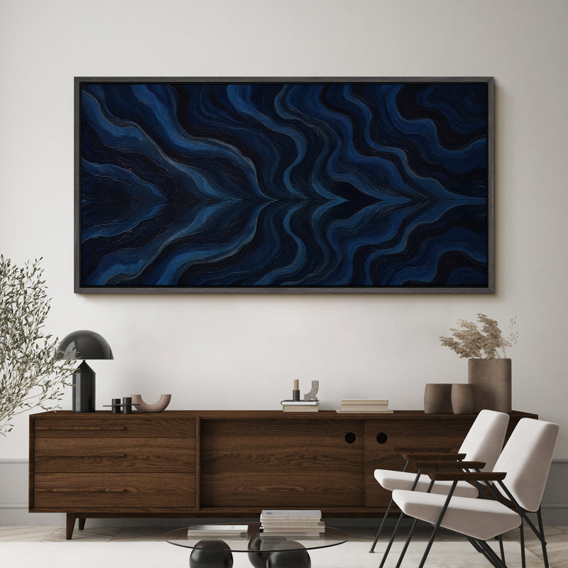 Grande impression sur toile encadrée, reproduction d'art abstrait neutre pour décoration murale moderne minimaliste, Noir