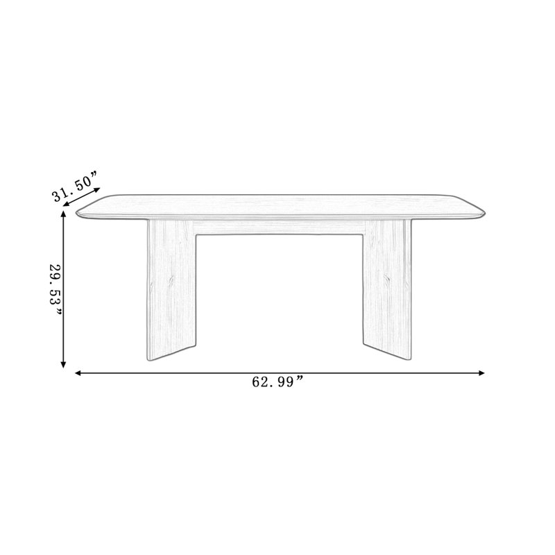 Nut-brown Rectangular Sintered Stone tabletop Dining Table, 29.53"H x 62.99"L x 31.5"W 