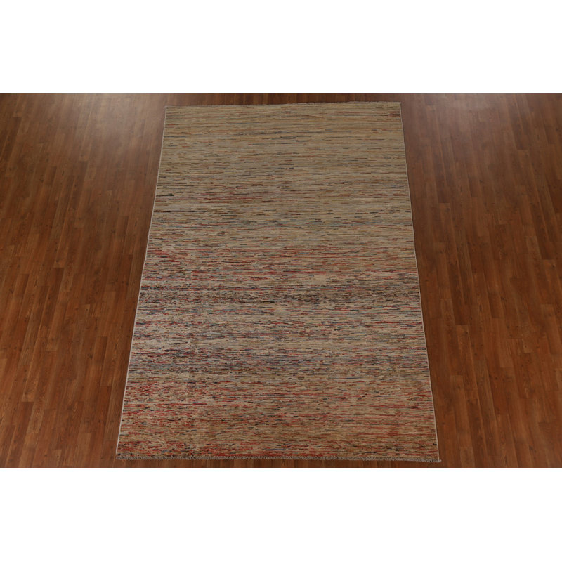 Tapis oriental rayé Gabbeh Kashkoli fait à la main 7 x 10
