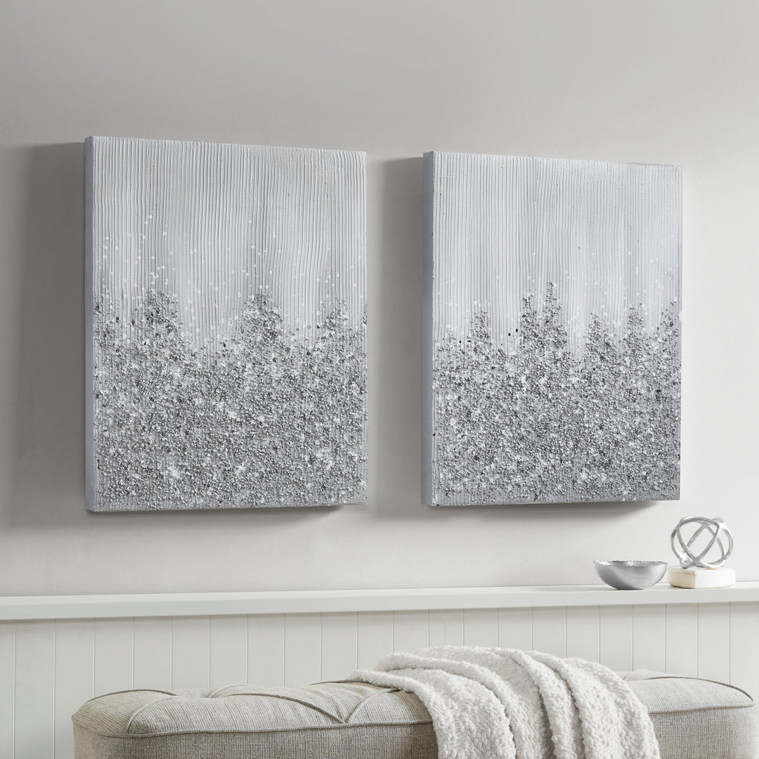 Glimmer Heavily Embellished 2-piece Canvas Wall Art Set (Set of 2) House of Hampton® Mat 