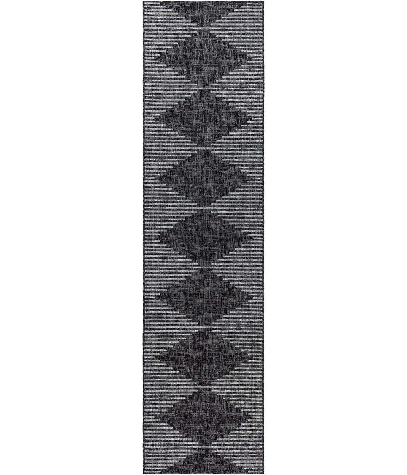 Abdulazeez Irielle Geometric Black Indoor/Outdoor Area Rug, Runner 2'7" x 12'