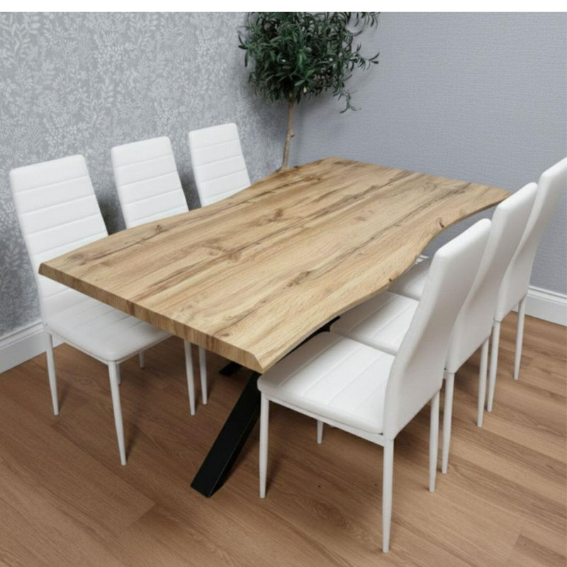 6 - Person Dining Set, White, 75cm H x 117cm W x 77cm D
