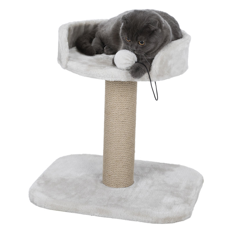 Mica 18-Inch Light Gray Sisal Cat Scratching Post with Plush Platform