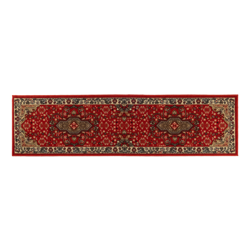 Tapis de couloir oriental rouge antidérapant lavable à la machine, Rectangle 1 pi 6 po x 2 pi 6 po
