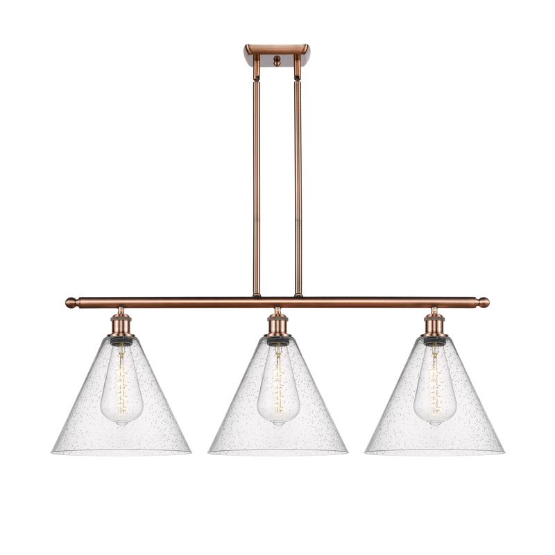 Luminaire suspendu linéaire à 3 lumières pour îlot de cuisine Angelissa, H 47,25 po x l 38,5 po x P 12 po, DEL