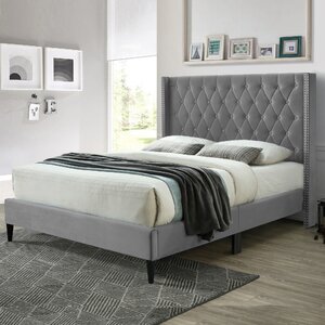 Rosdorf Park Christyann Upholstered Wingback Bed & Reviews | Wayfair