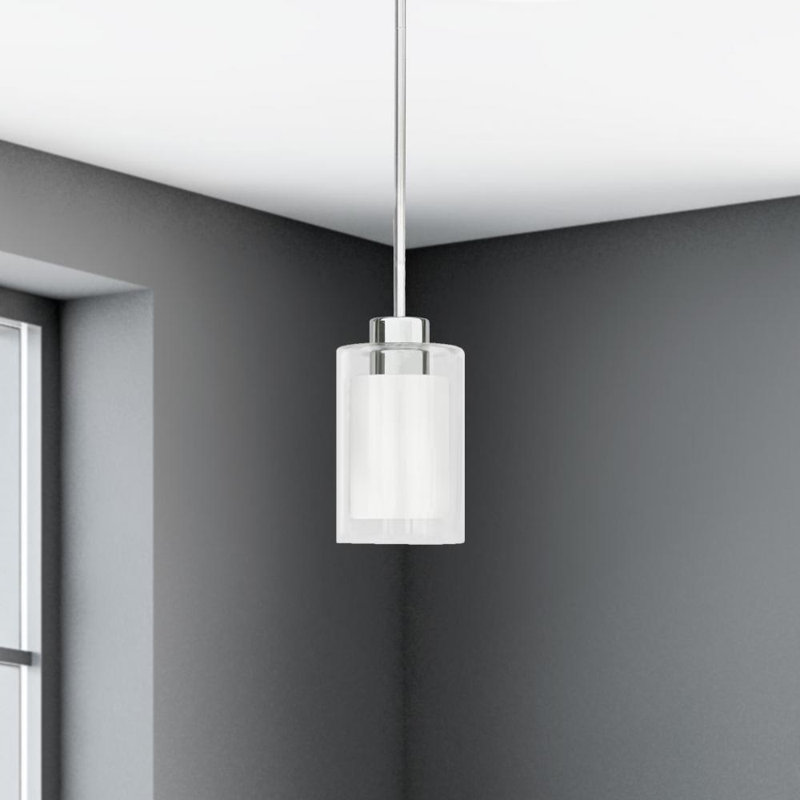Luminaire suspendu en verre transparent et givré Latitude Run® Pt291 6, Transparent, Chrome