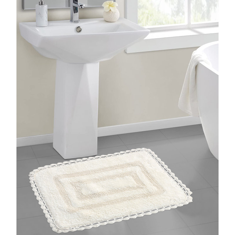 Tapis pour salle de bain Akife, Blanc