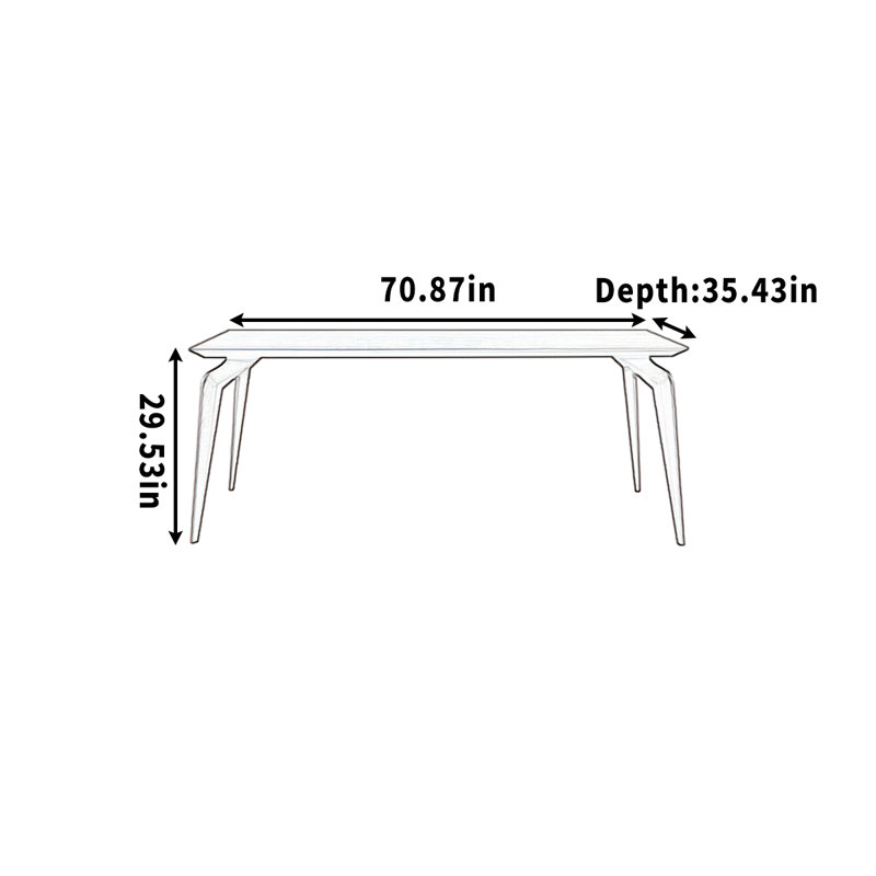 Bureau ou bureau simple, H 29,53 po x l 70,87 po x P 35,43 po, Tanné