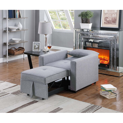 Fauteuil convertible en lin convertible avec poches latérales