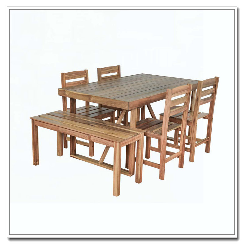 Ensemble de table et chaises d'extérieur en bois d'acacia de haute qualité, Bois naturel