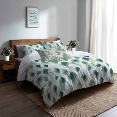 Ensemble de literie 5 pièces Modern - Ensemble de housse de couette et coussin scandinave sauge Ikat